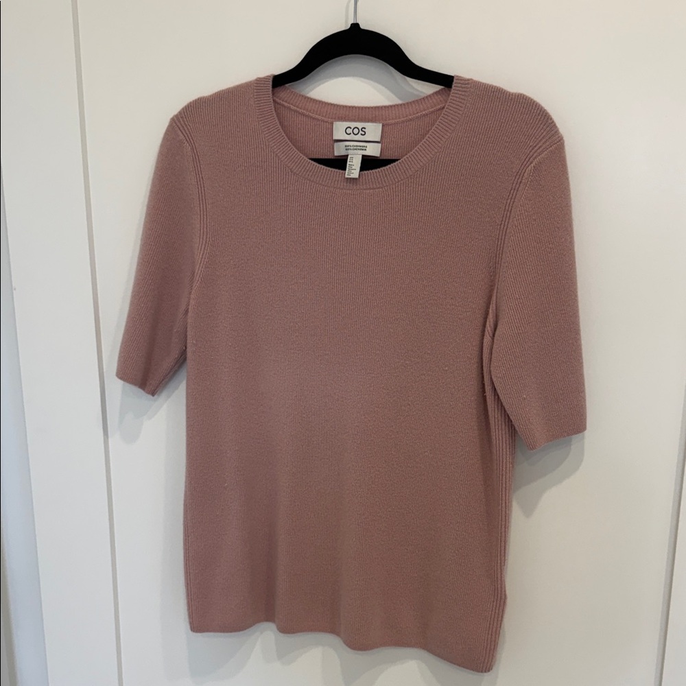 COS Dusty Pink Cashmere Crewneck Sweater